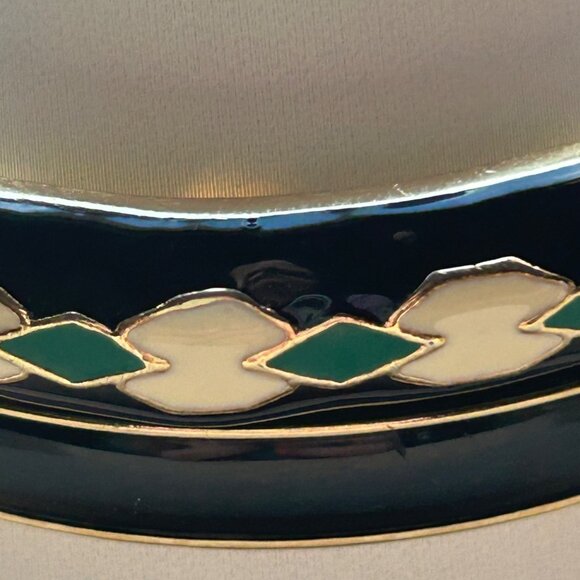 J Crew Enamel Bracelet Set of 2 Black Gold Green Geometric Diamond Design - Picture 12 of 12